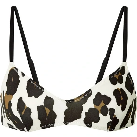NEW Solid & Striped The Morgan Bikini Top Women's XS Animal Print White MSRP $84 - Picture 4 of 5